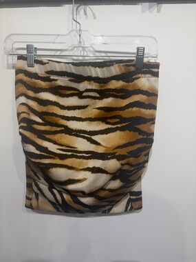Lovers + Friends Animal Print Midi Skirt in Brown and Black
